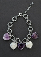 Anima Protetta | Bracciale in Acciaio con Ametista e Labradorite Grigia