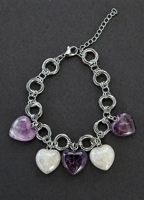 Anima Protetta | Bracciale in Acciaio con Ametista e Labradorite Grigia