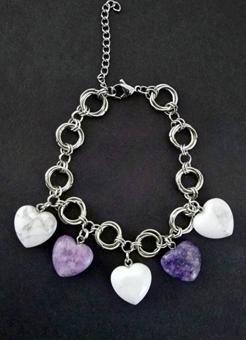 Calma Suprema | Bracciale in Acciaio con Howlite e Lepidolite