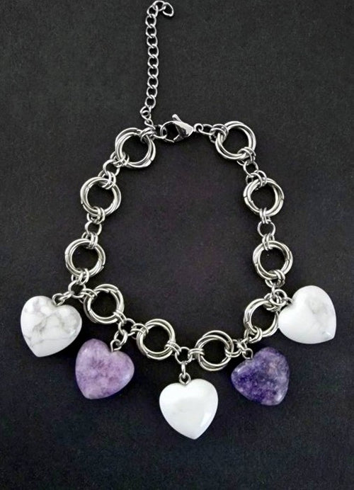 Calma Suprema | Bracciale in Acciaio con Howlite e Lepidolite