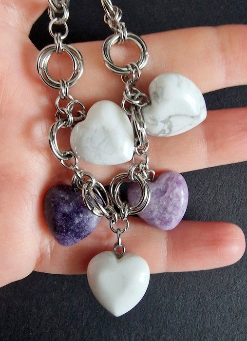 Calma Suprema | Bracciale in Acciaio con Howlite e Lepidolite
