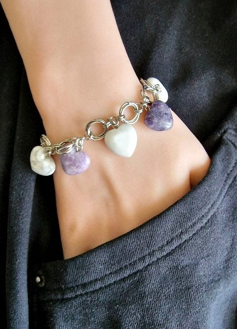 Calma Suprema | Bracciale in Acciaio con Howlite e Lepidolite