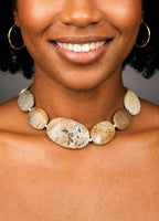 Collana Girocollo Legno Fossile e Argento 925
