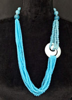 Collana Lunga Multifilo in Angelite e Madreperla