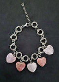 Cuore Sereno | Bracciale in Acciaio con Quarzo Rosa e Rodonite