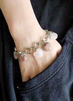 Cuore Sereno | Bracciale in Acciaio con Quarzo Rosa e Rodonite