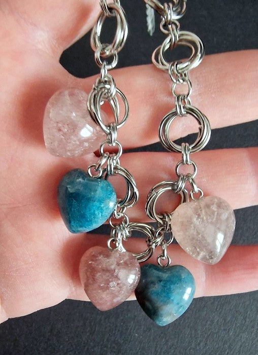 Fiamma Creativa | Bracciale in Acciaio con Apatite e Quarzo Fragola