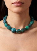 Talismano della Verità e della Calma Collana Girocollo Crisocolla a sasso sfaccettato e argento 925
