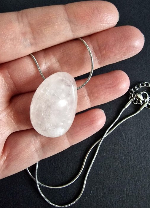 Luce Pura Collana Gocce di Pietra Quarzo Ialino Latte