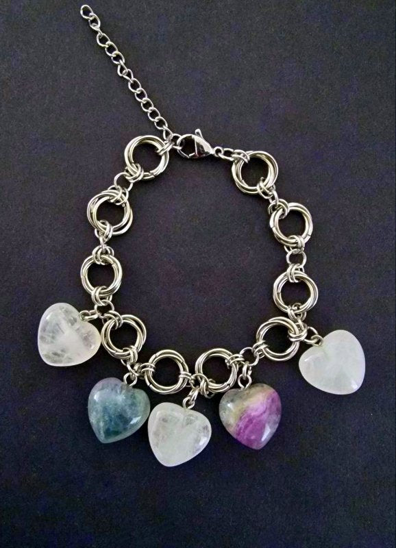 Mente Chiara | Bracciale in Acciaio con Quarzo Ialino e Fluorite