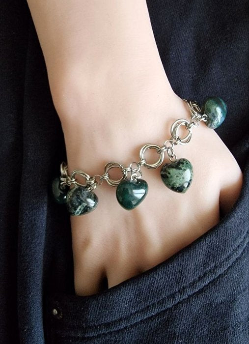 Radici Profonde | Bracciale in Acciaio con Diaspro Kambaba e Agata Muschiata