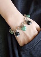 Scudo Naturale | Bracciale in Acciaio con Agata Nera e Avventurina Verde